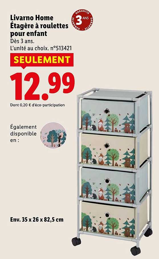 Livarno Home Étagère à roulettes pour enfant