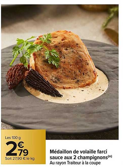 Médaille de volaille farci sauce aux 2 champignons