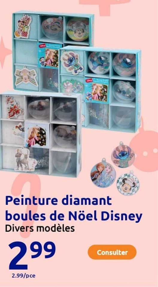 Peinture diamant boules de Noël Disney