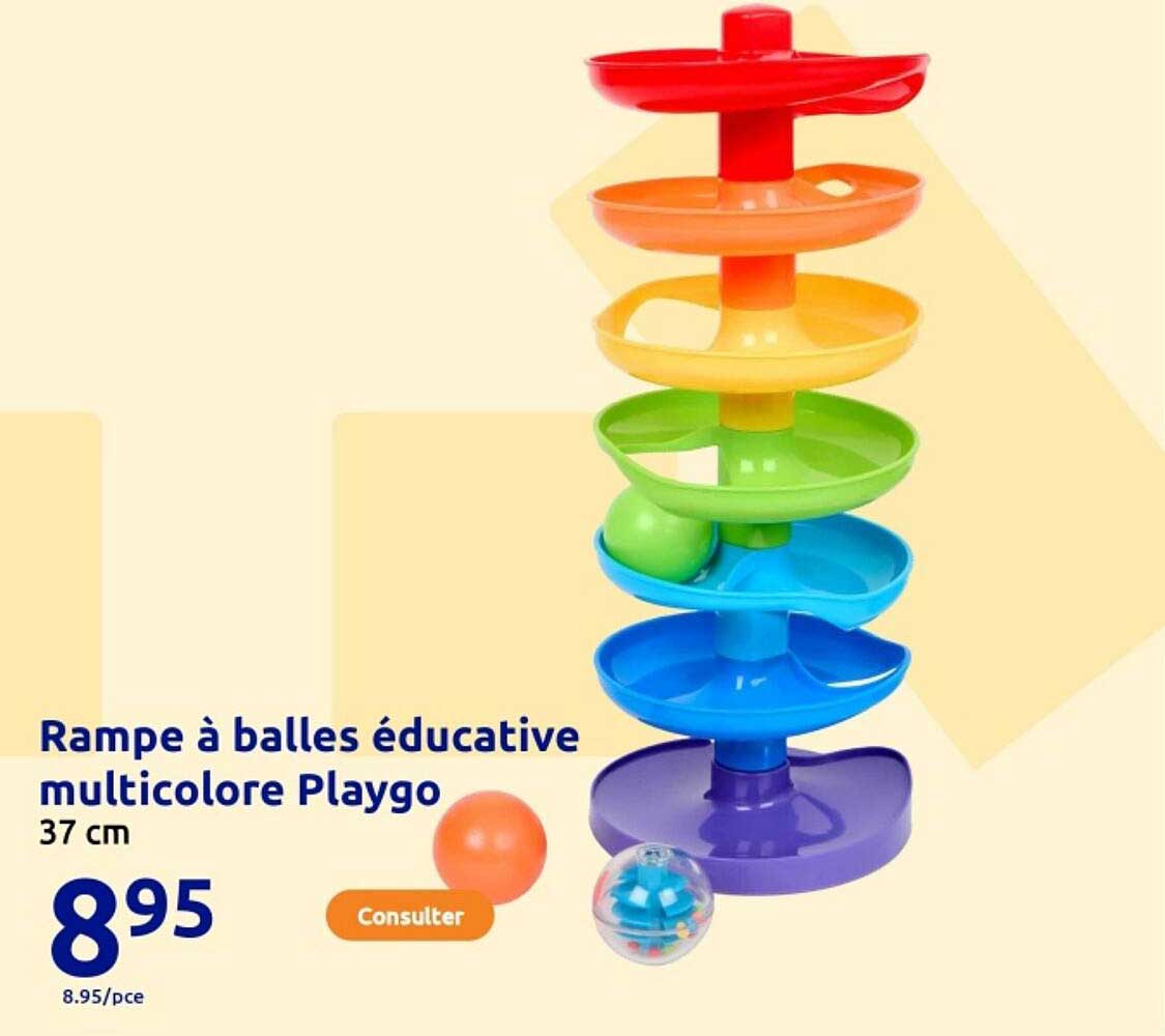 Rampe à billes éducative multicolore Playgo 37 cm