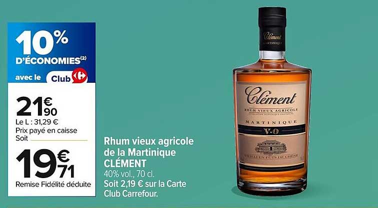 Rhum vieux agricole de la Martinique CLÉMENT