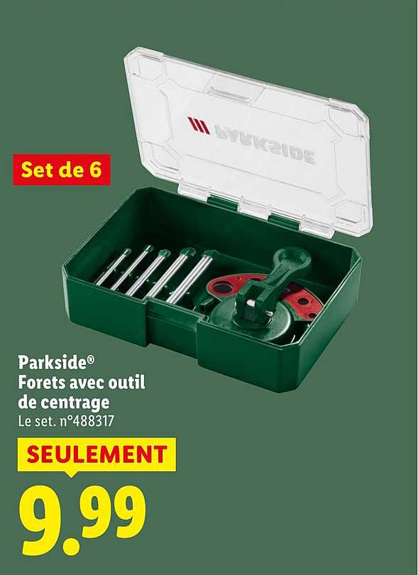 Set de 6 Parkside - Forets avec outil de centrage
