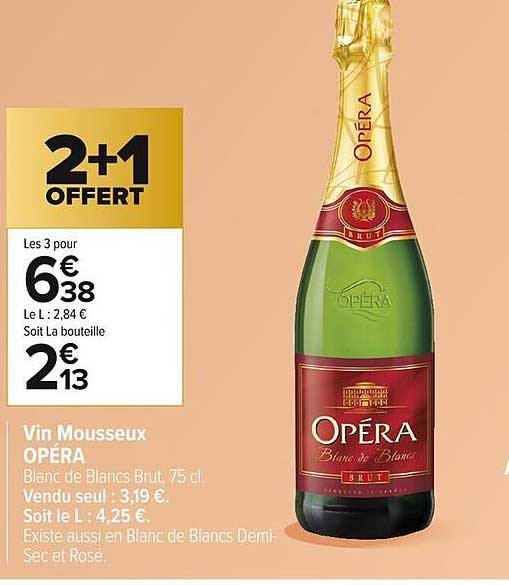 Vin Mousseux OPÉRA Blanc de Blancs Brut, 75 cl