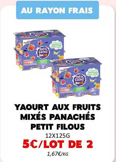 YAOURT AUX FRUITS MIXÉS PANACHÉS PETIT FILOUS