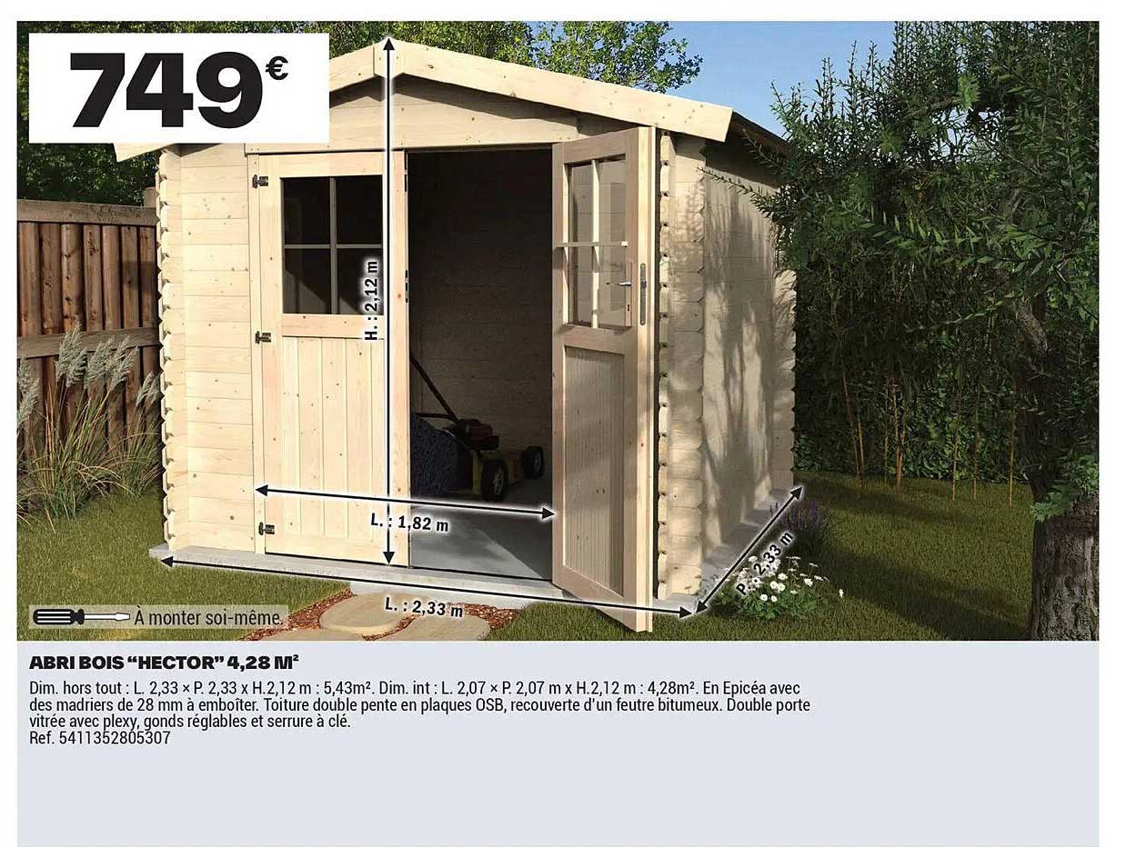 ABRI BOIS "HECTOR", 4,28 M²
