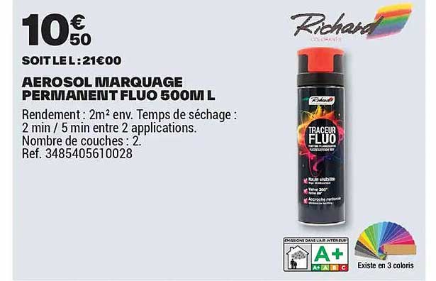 AEROSOL MARQUAGE PERMANENT FLUO 500M L