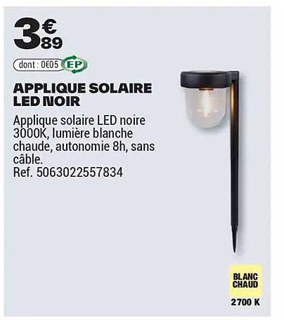 APPLIQUE SOLAIRE LED NOIR