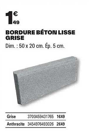 BORDURE BÉTON LISSE GRISE