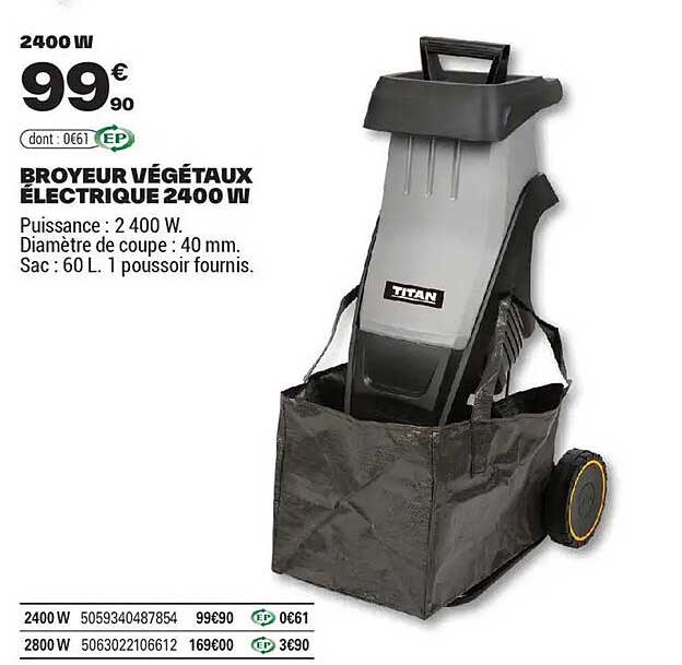 BROYEUR VÉGÉTAUX ÉLECTRIQUE 2400 W