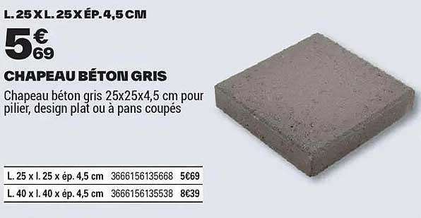 CHAPEAU BÉTON GRIS