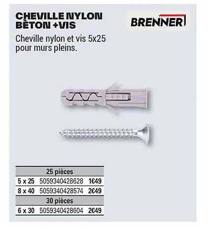 CHEVILLE NYLON BÉTON + VIS