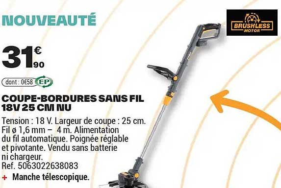 COUPE-BORDURES SANS FIL 18V 25 CM NU