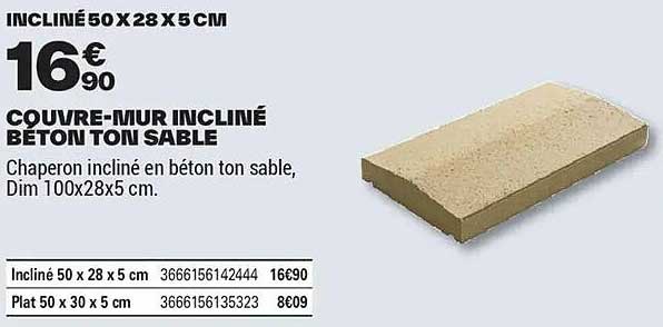 COUVRE-MUR INCLINÉ BETON TON SABLE