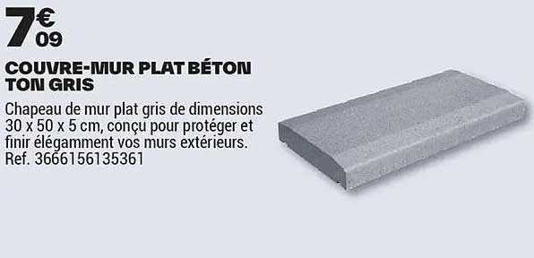 COUVRE-MUR PLAT BÉTON TON GRIS