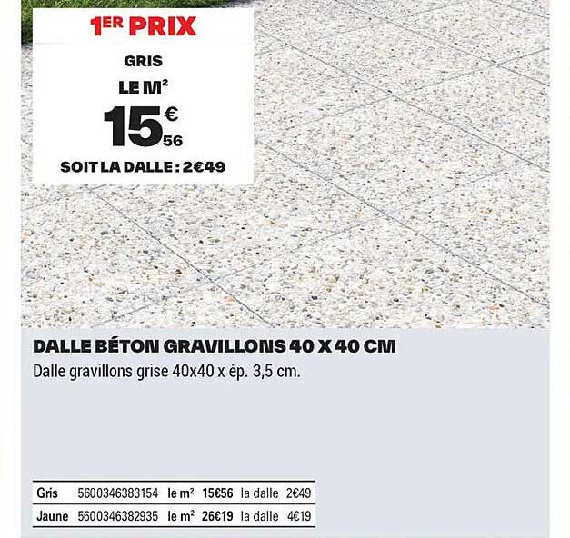 DALLE BÉTON GRAVILLONS 40 X 40 CM