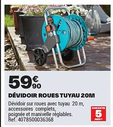 DÉVIDOIR ROUES TUYAU 20M