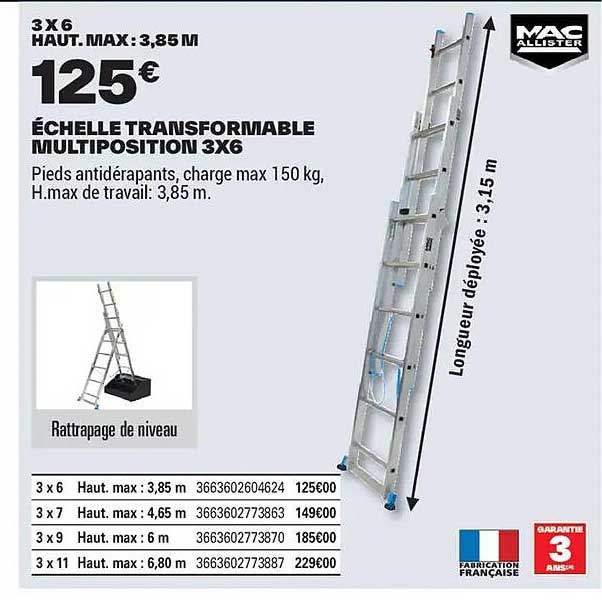 ÉCHELLE TRANSFORMABLE MULTIPOSITION 3X6