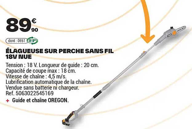 ÉLAGUEUSE SUR PERCHE SANS FIL 18V NUE
