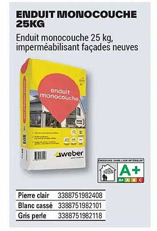 ENDUIT MONOCOUCHE 25KG
