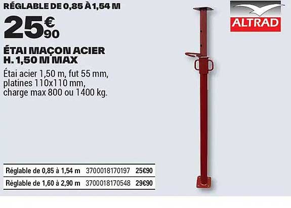 ÉTAI MAÇON ACIER H. 1,50 M MAX