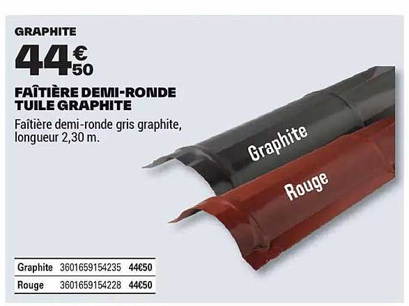 FAÎTIÈRE DEMI-RONDE TUILE GRAPHITE