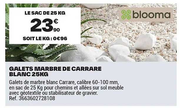 GALETS MARBRE DE CARRARE BLANC 25KG