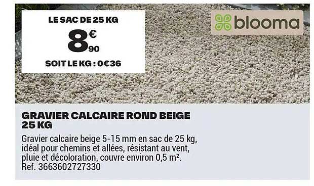 GRAVIER CALCAIRE ROND BEIGE 25 KG