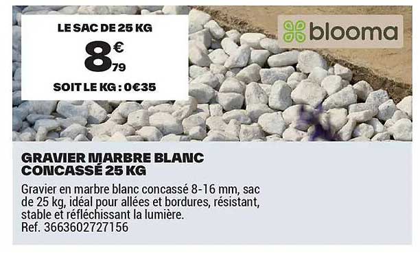 GRAVIER MARBRE BLANC CONCASSÉ 25 KG