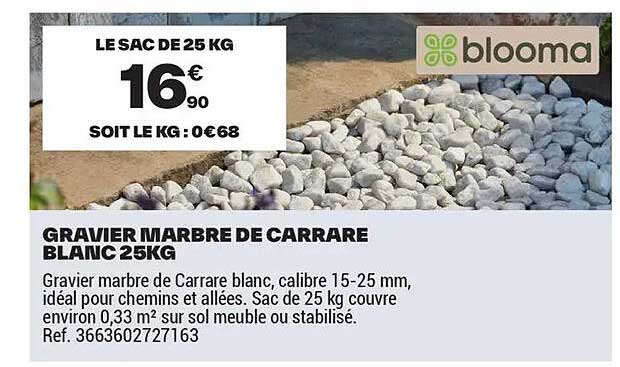 GRAVIER MARBRE DE CARRARE BLANC 25KG