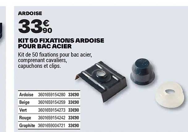 KIT 50 FIXATIONS ARDOISE POUR BAC ACIER