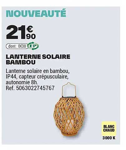 LANTERNE SOLAIRE BAMBOU