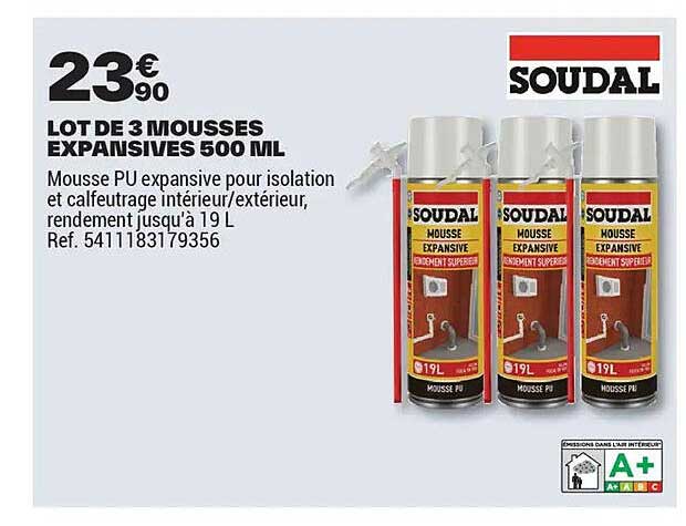 LOT DE 3 MOUSSES EXPANSIVES 500 ML