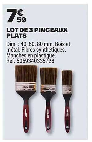 LOT DE 3 PINCEAUX PLATS