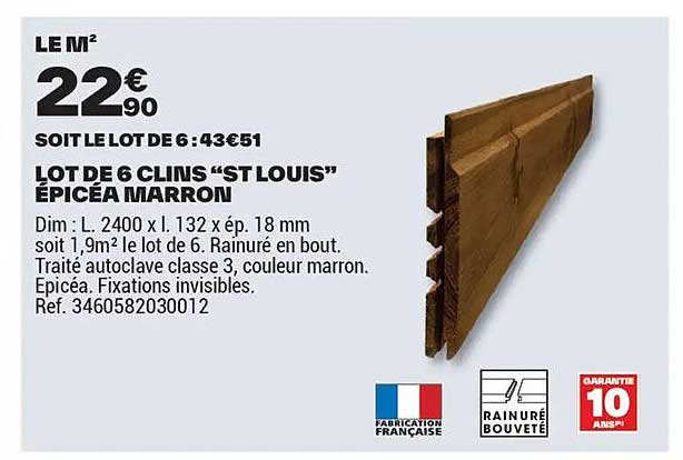 LOT DE 6 CLINS “ST LOUIS” ÉPICÉA MARRON