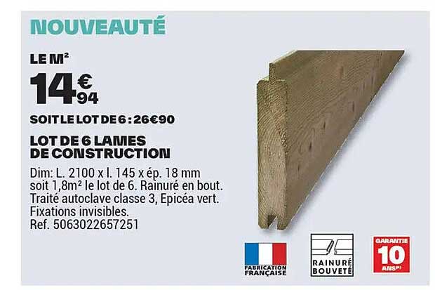 LOT DE 6 LAMES DE CONSTRUCTION