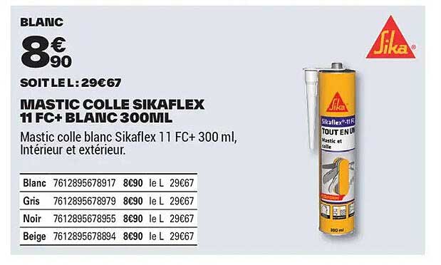 MASTIC COLLE SIKAFLEX 11 FC+ BLANC 300ML