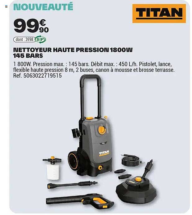 NETTOYEUR HAUTE PRESSION 1800W 145 BARS