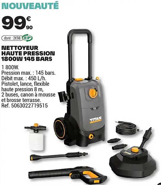 NETTOYEUR HAUTE PRESSION 1800W/145 BARS