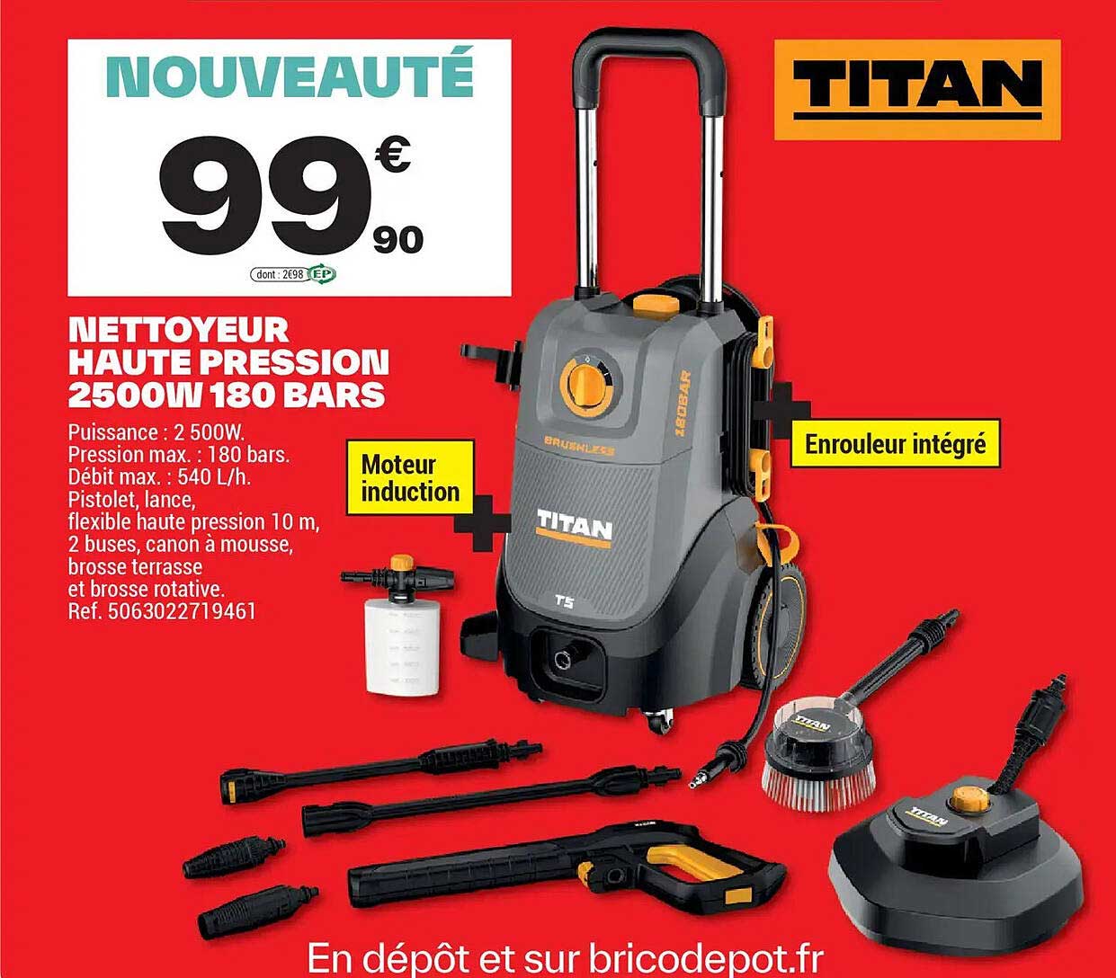 NETTOYEUR HAUTE PRESSION 2500W 180 BARS