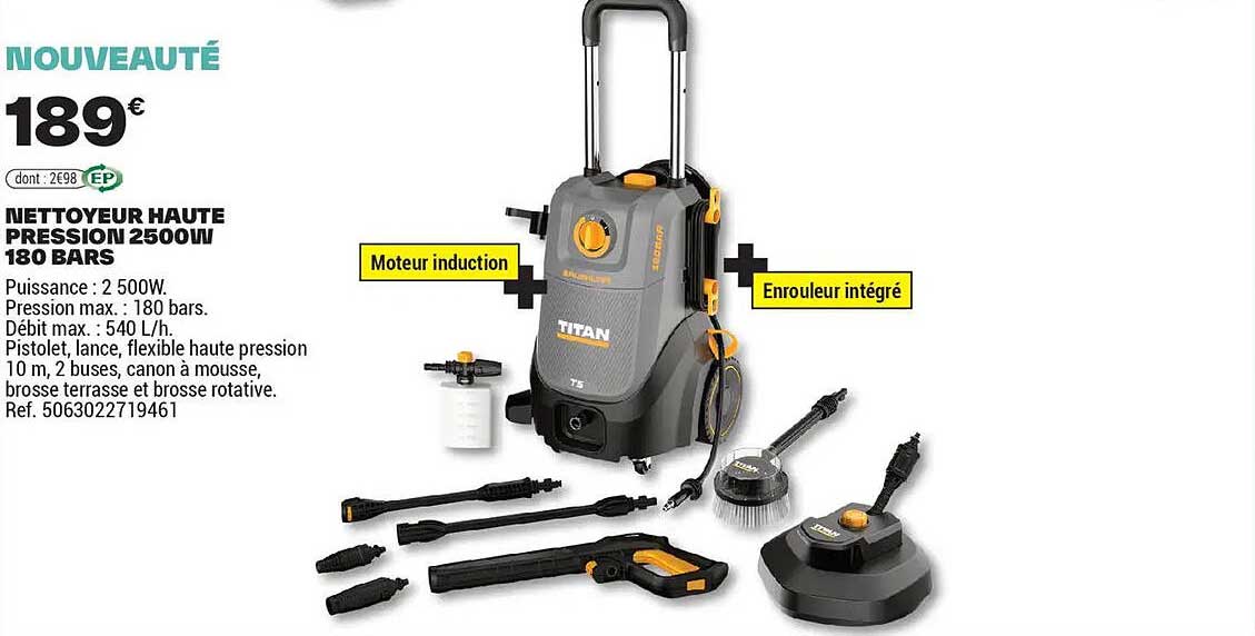 NETTOYEUR HAUTE PRESSION 2500W/ 180 BARS