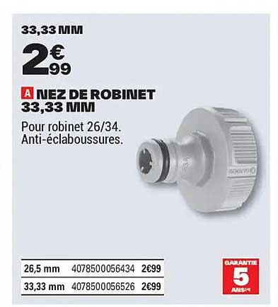 NEZ DE ROBINET 33,33 MM