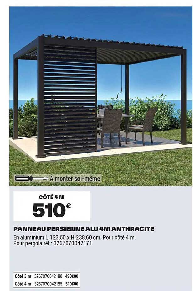 PANNEAU PERSIENNE ALU 4M ANTHRACITE