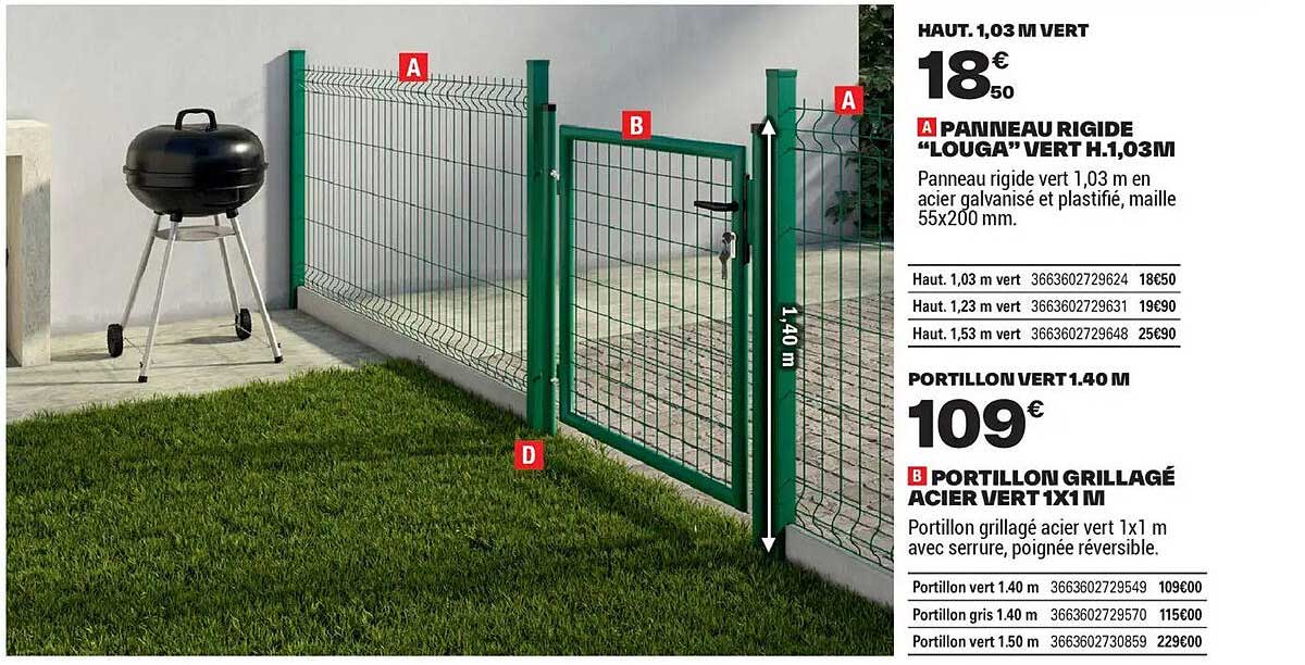 Panneau rigide “Louga” vert H.1,03m