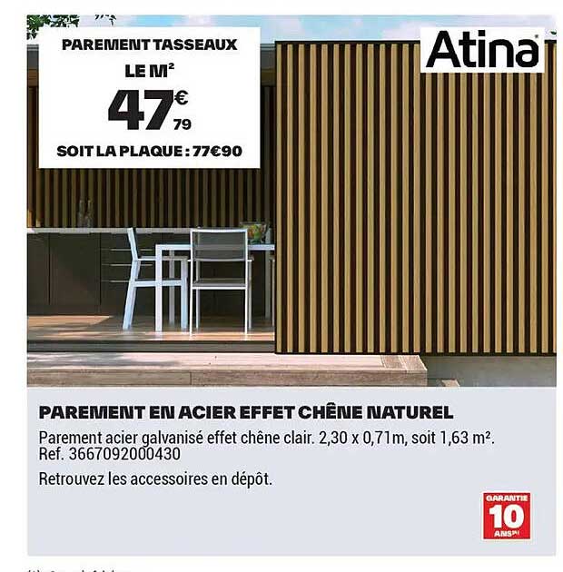 PAREMENT EN ACIER EFFET CHÊNE NATUREL