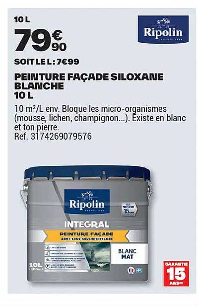 PEINTURE FAÇADE SILOXANE BLANCHE 10 L