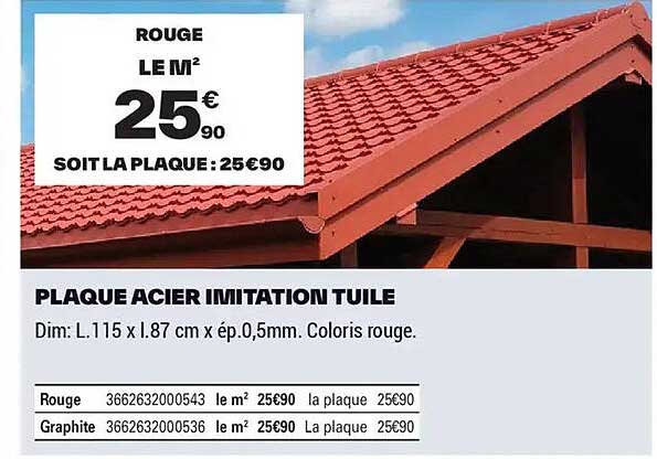 PLAQUE ACIER IMITATION TUILE