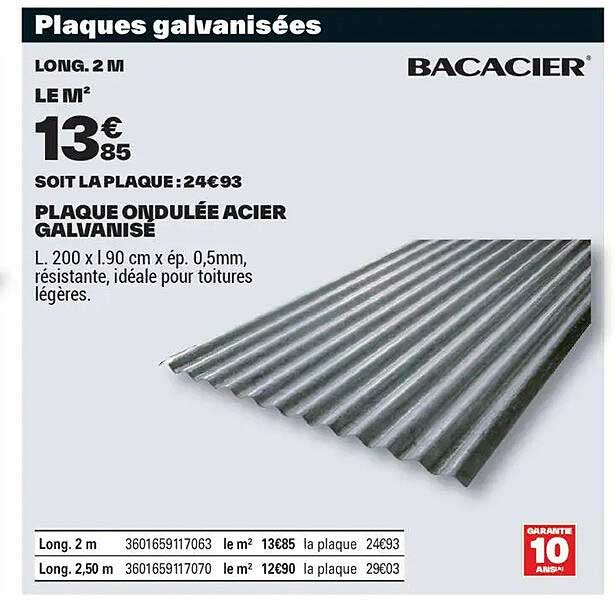 PLAQUE ONDULÉE ACIER GALVANISE