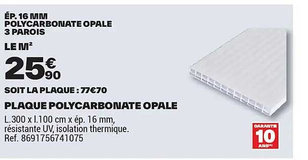 PLAQUE POLYCARBONATE OPale
