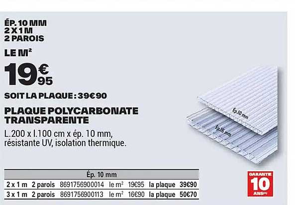 PLAQUE POLYCARBONATE TRANSPARENTE