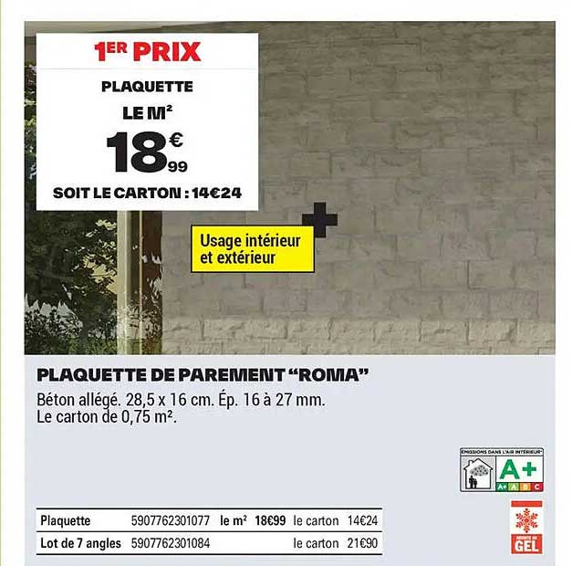 PLAQUETTE DE PAREMENT “ROMA”